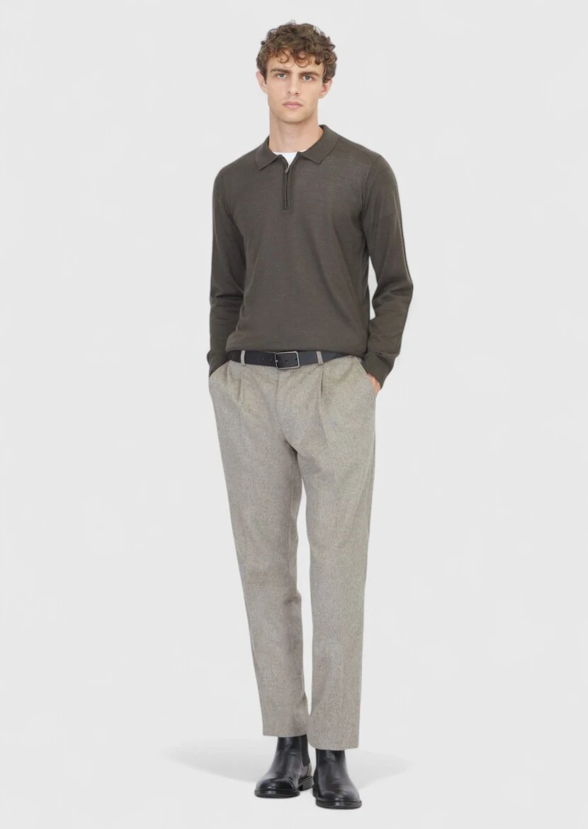 Khaki Knitwear Sweatshirt 