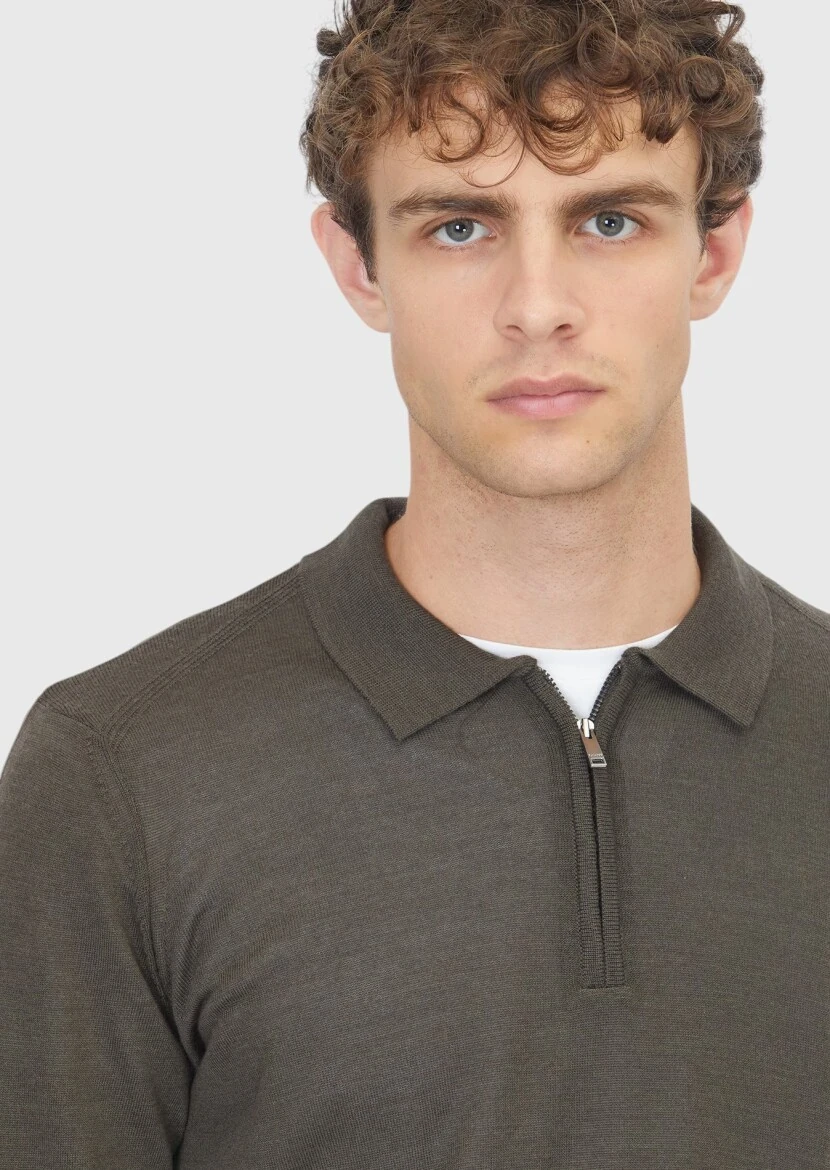 Khaki Knitwear Sweatshirt - 4