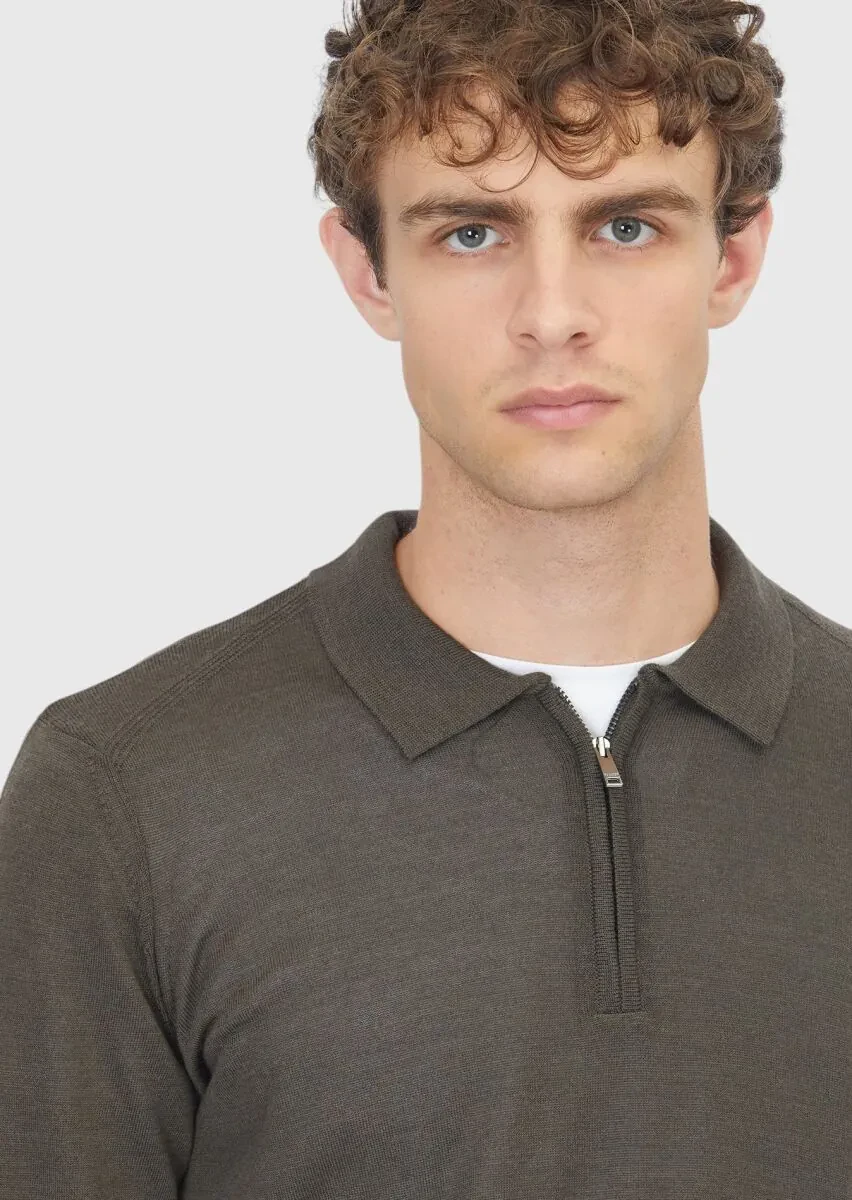 Khaki Knitwear Sweatshirt - 4