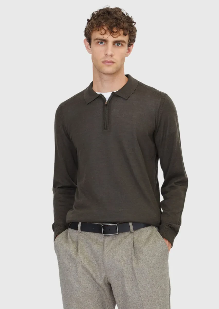 Khaki Knitwear Sweatshirt - 1