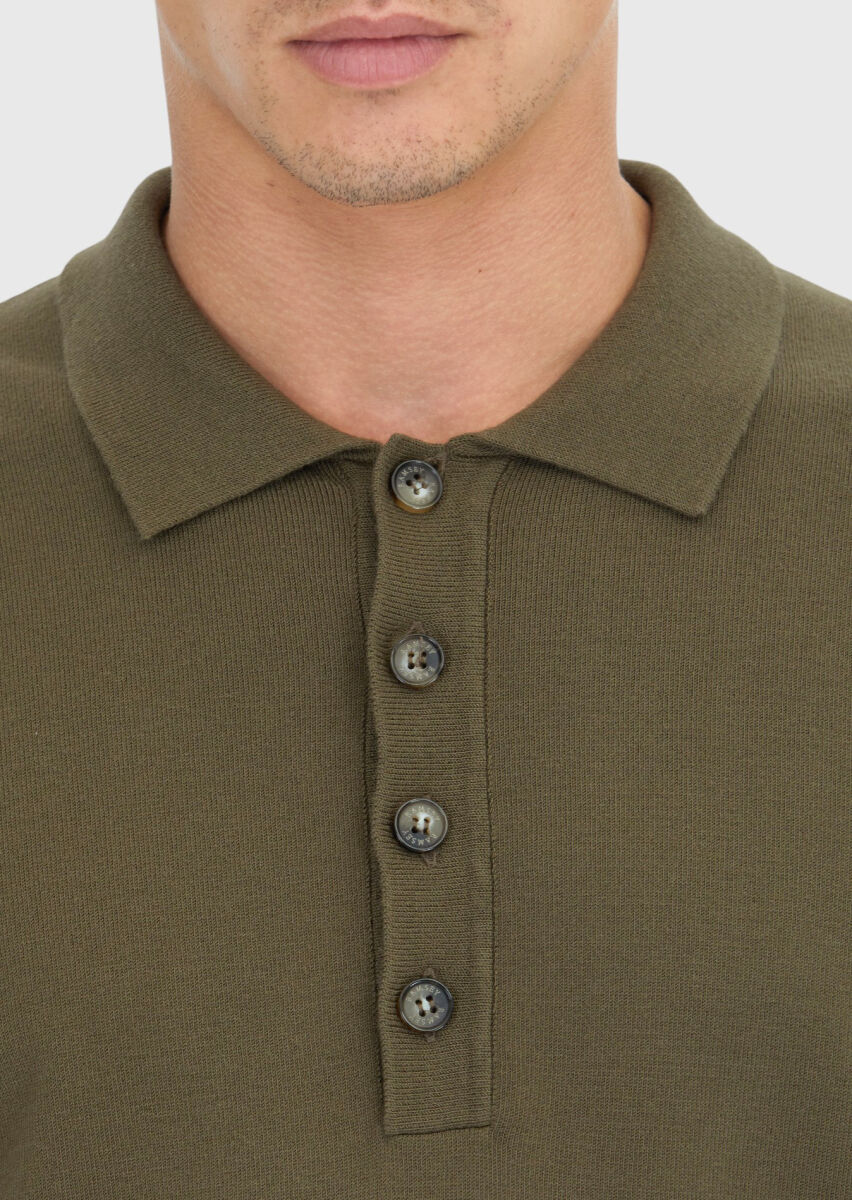 Khaki Knitwear Sweatshirt - 5