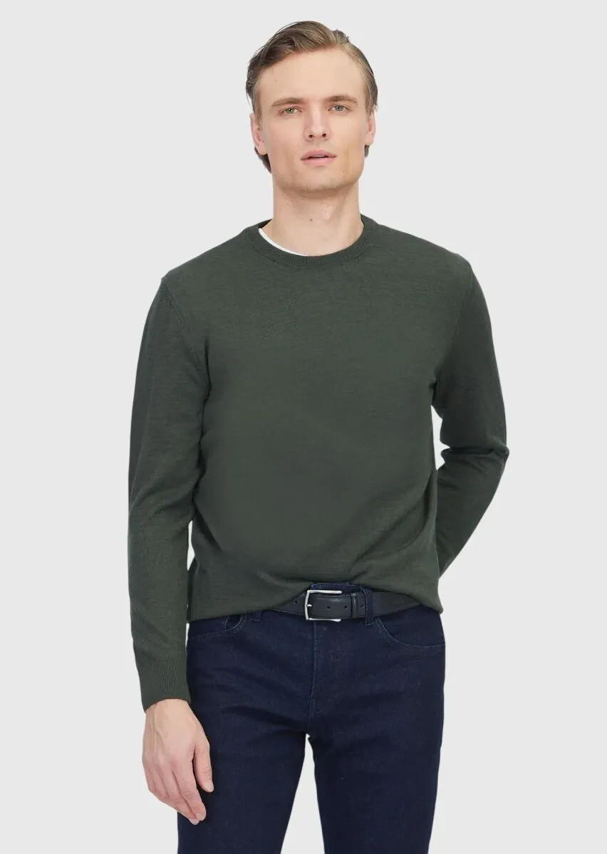 Khaki Knitwear Sweatshirt - 1