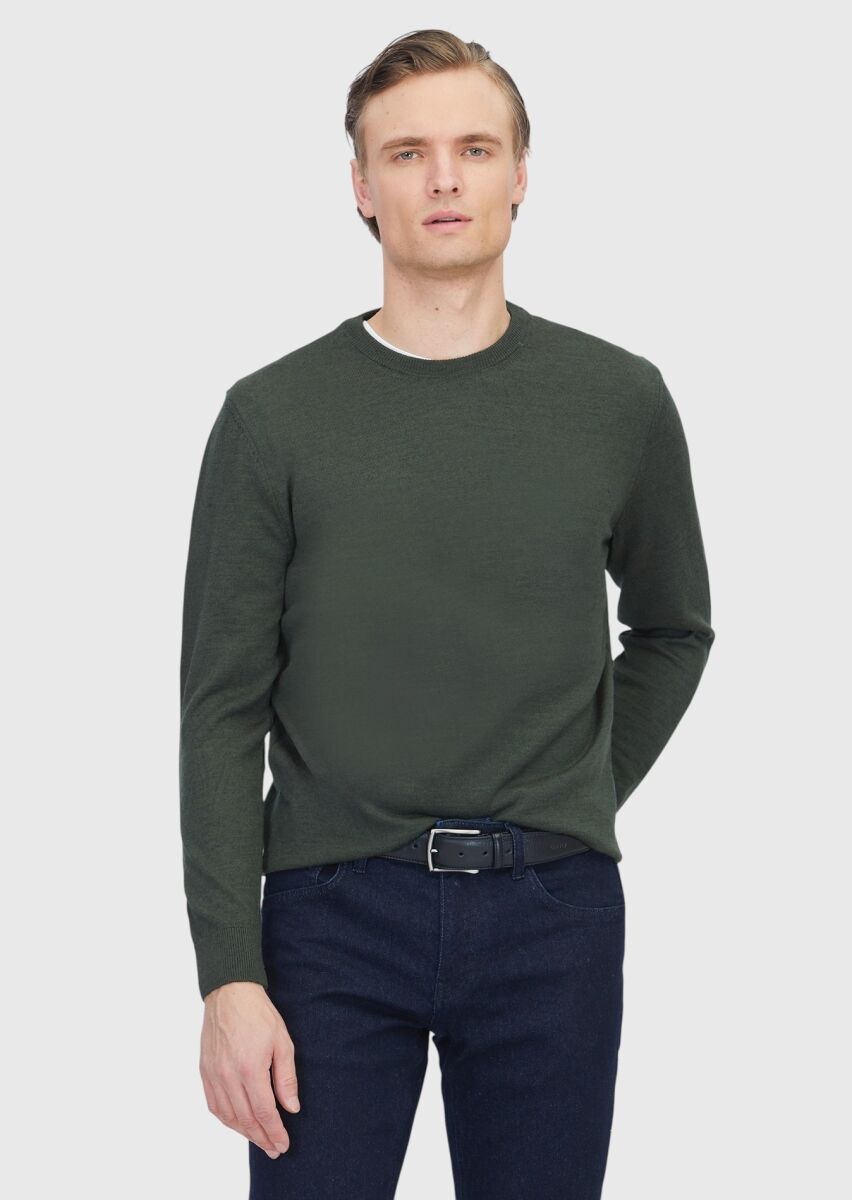 Khaki Knitwear Sweatshirt - 1