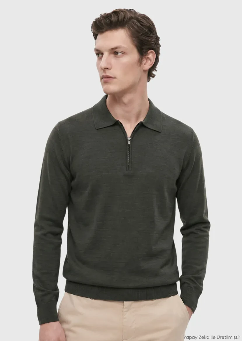 Khaki Knitwear Sweatshirt 