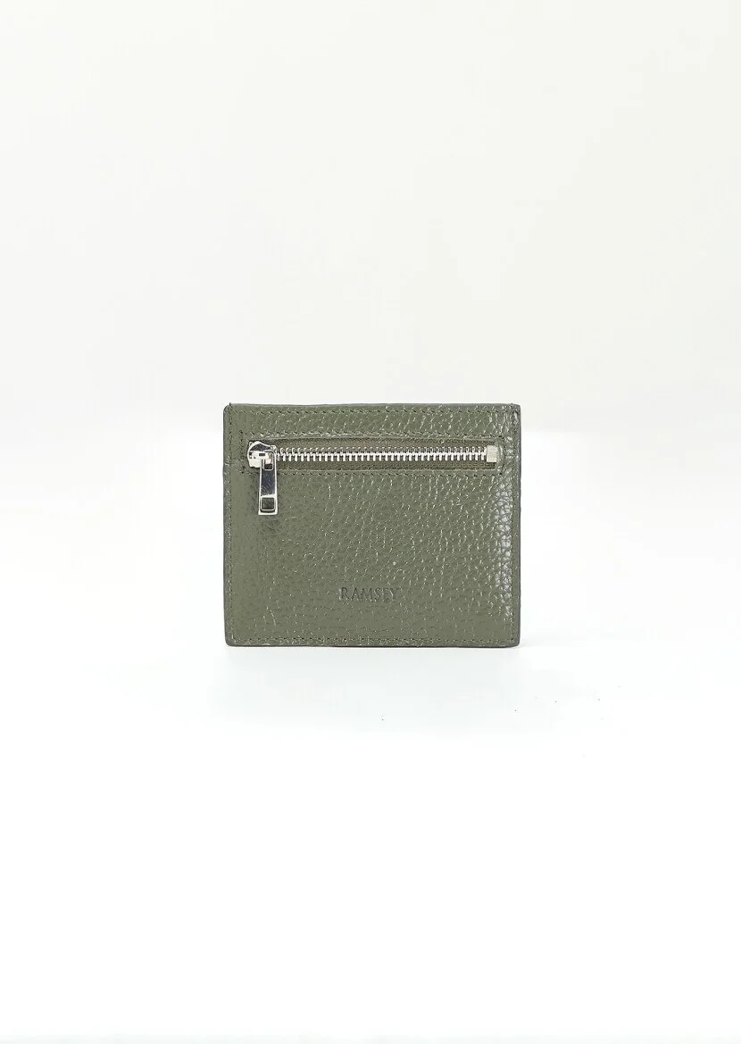 Khaki Leather Card Holder 