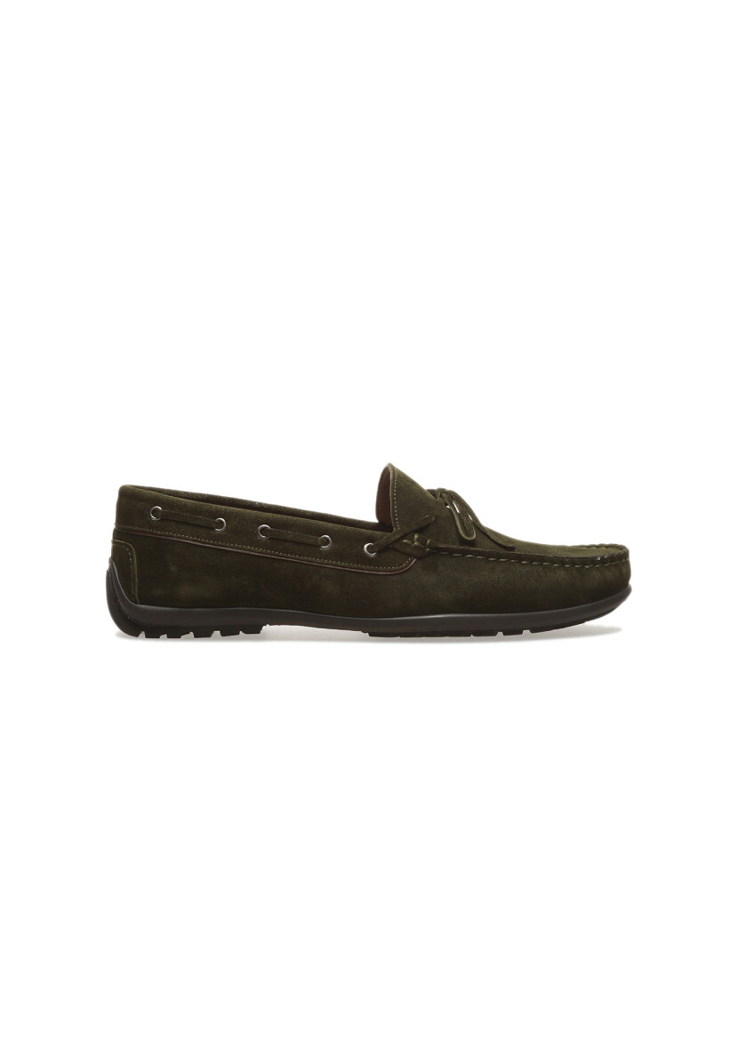 Khaki Leather Casual Loafer - 1