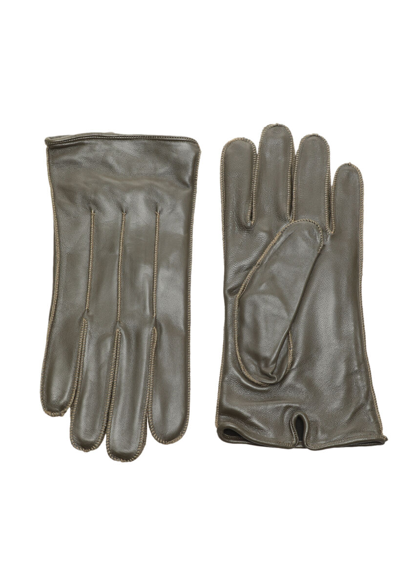 Khaki Leather Glove - 1