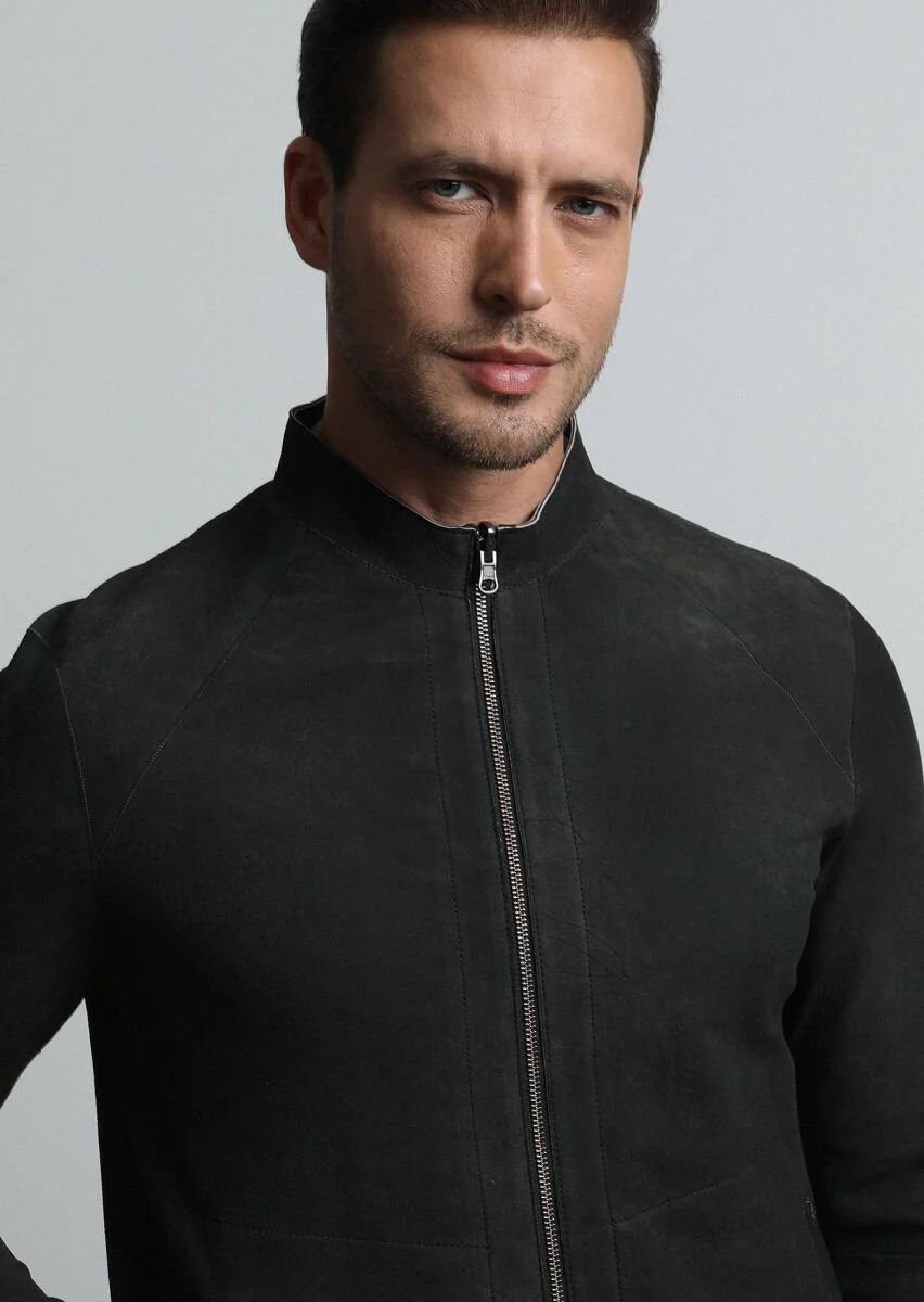 Khaki Leather Leather Coat - 3