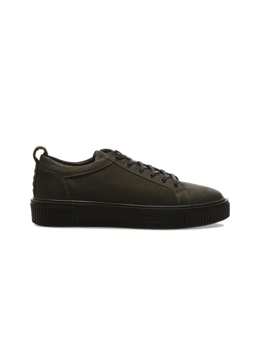 Khaki Leather Sneaker - 1