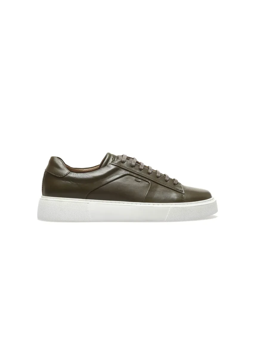 Khaki Leather Sneaker - 1