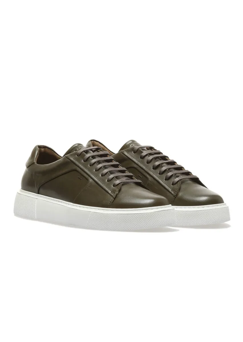 Khaki Leather Sneaker - 2