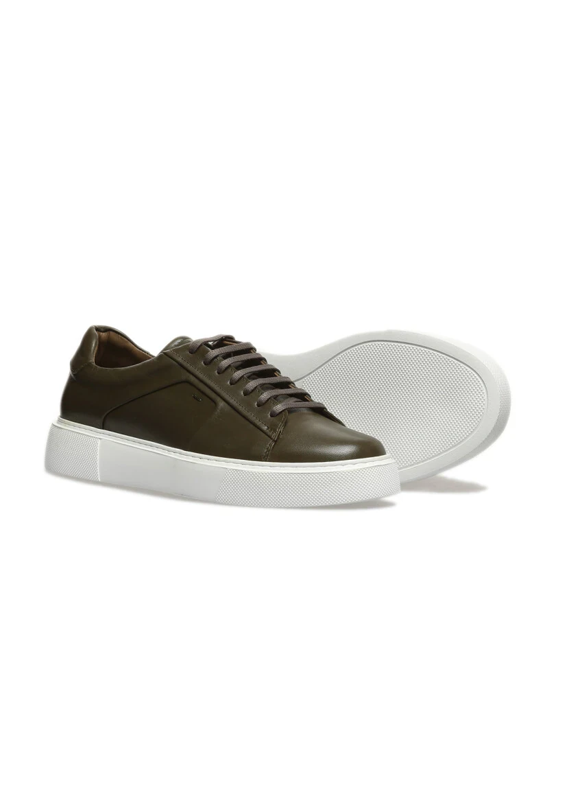 Khaki Leather Sneaker - 3