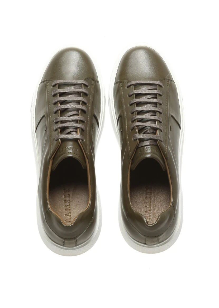 Khaki Leather Sneaker - 5