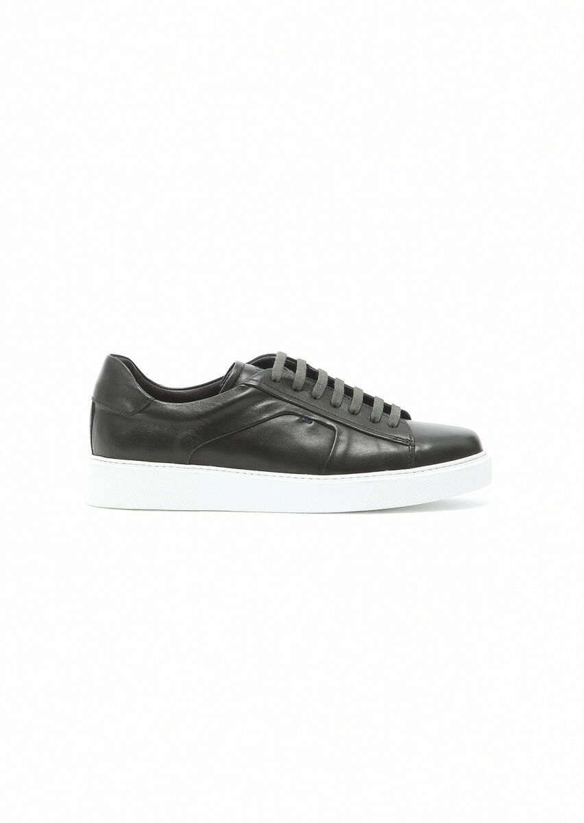 Khaki Leather Sneaker - 1