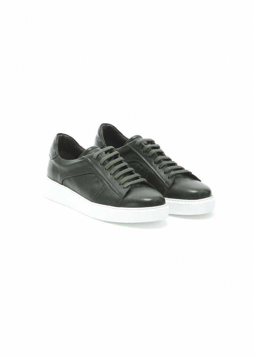 Khaki Leather Sneaker - 2