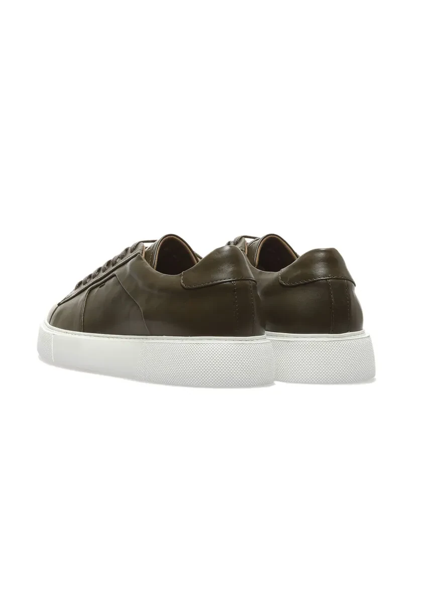 Khaki Leather Sport Sneaker - 4