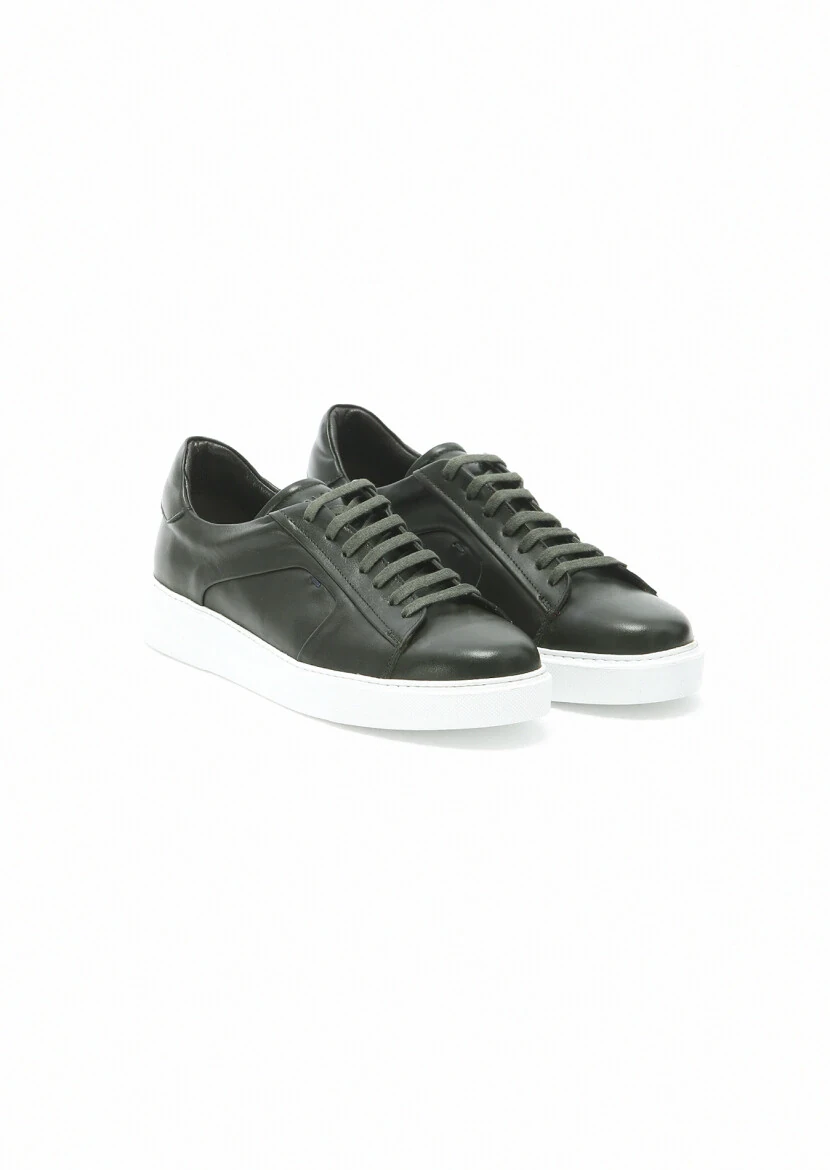 Khaki Leather Sport Sneaker - 2