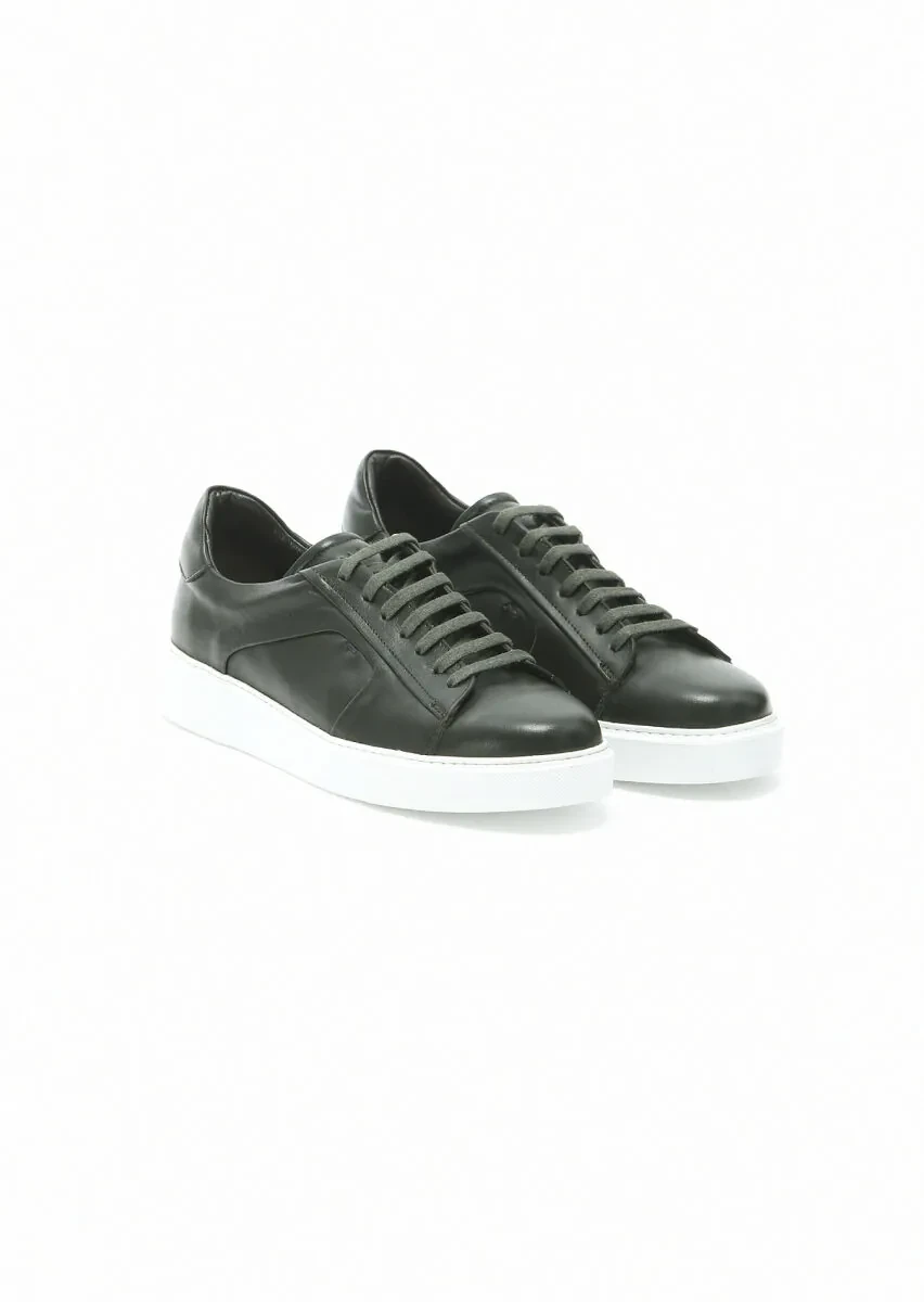 Khaki Leather Sport Sneaker - 2