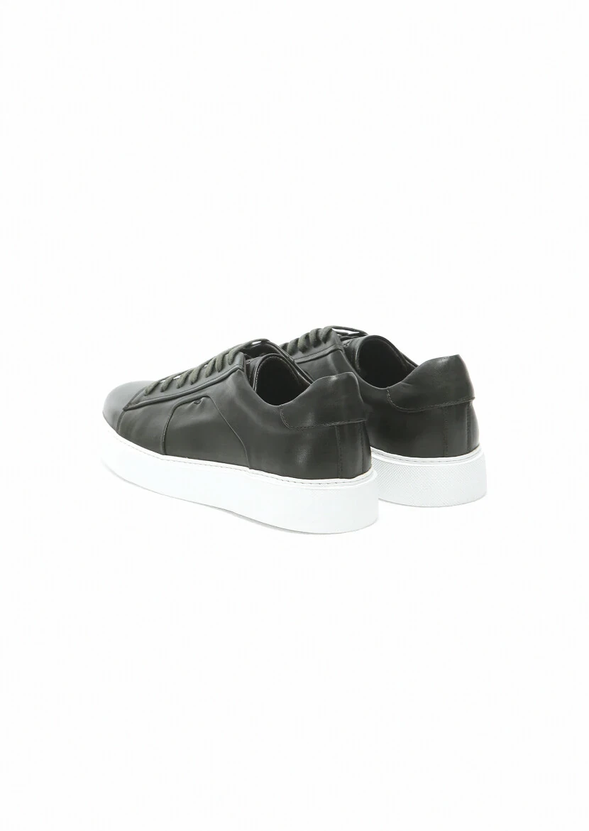 Khaki Leather Sport Sneaker - 4