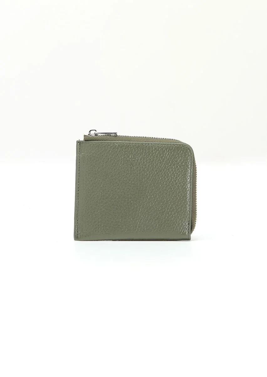 Khaki Leather Wallet - 1