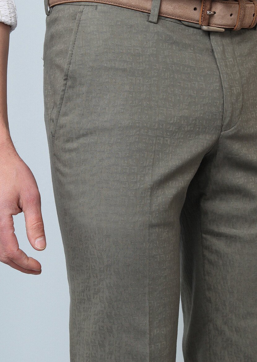 Khaki Material Modern Fit Classical Cotton Blended Trousers - 2