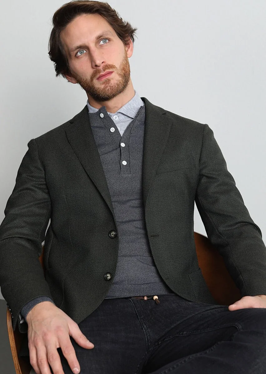 Khaki Micro Comfort Fit Wool Blended Jacket - 2