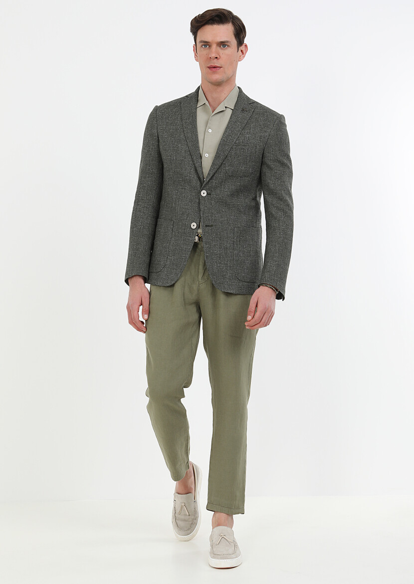 Khaki Micro Zeroweight Slim Fit Cotton Blended Jacket 