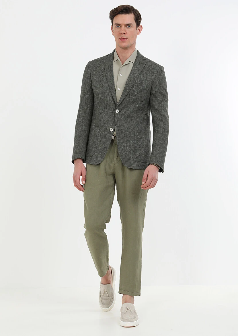 Khaki Micro Zeroweight Slim Fit Cotton Blended Jacket - 2