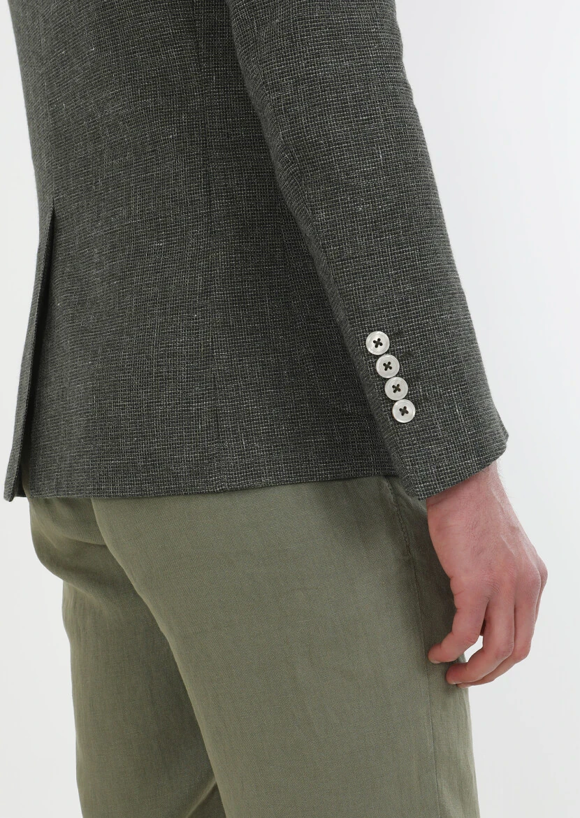Khaki Micro Zeroweight Slim Fit Cotton Blended Jacket - 6