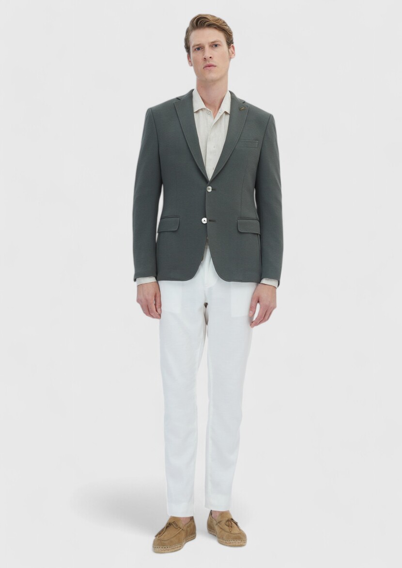 Khaki Micro Zeroweight Slim Fit Cotton Blended Jacket - 2