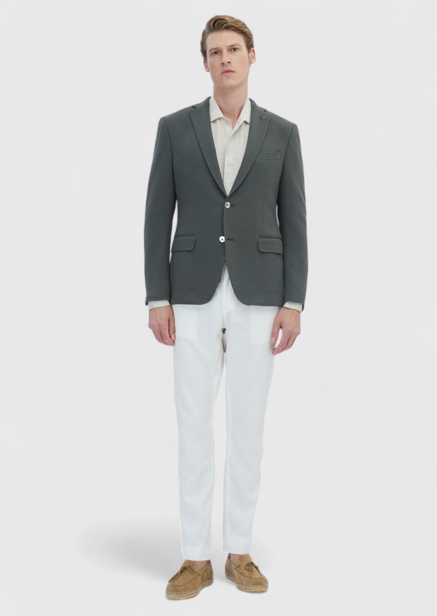 Khaki Micro Zeroweight Slim Fit Cotton Blended Jacket - 2