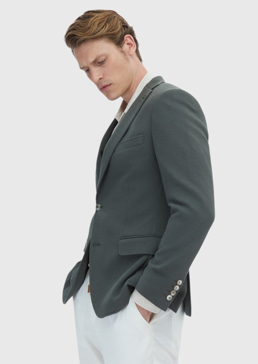 Khaki Micro Zeroweight Slim Fit Cotton Blended Jacket - 4