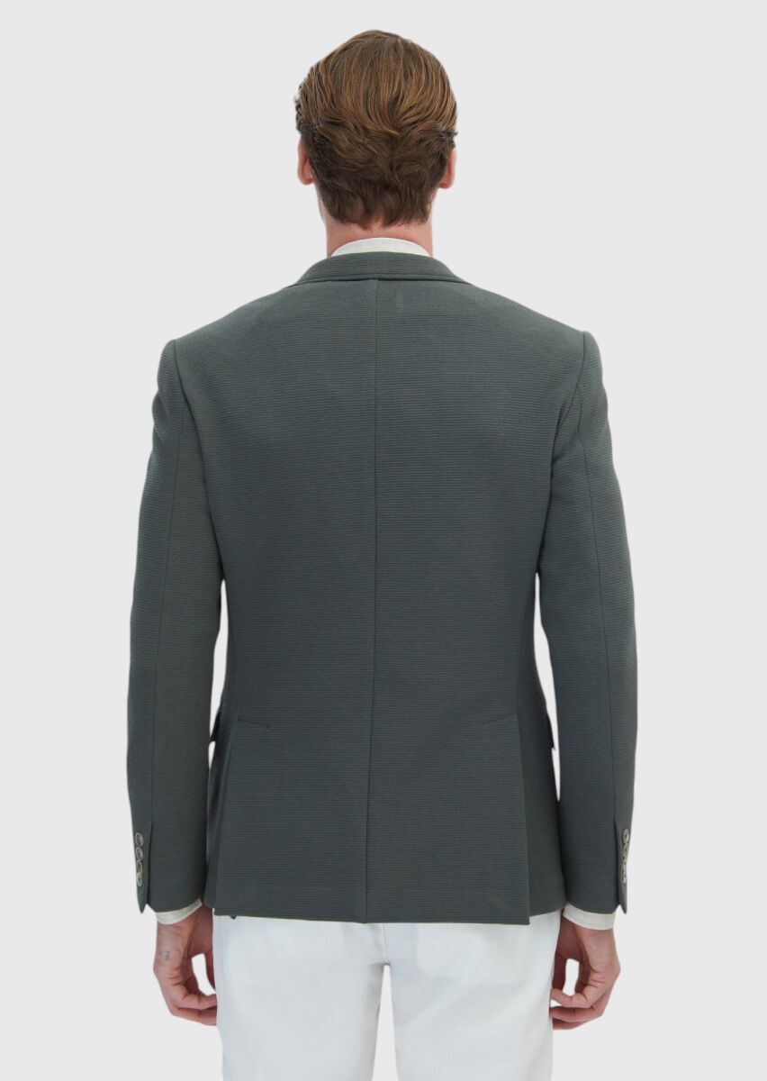 Khaki Micro Zeroweight Slim Fit Cotton Blended Jacket - 5