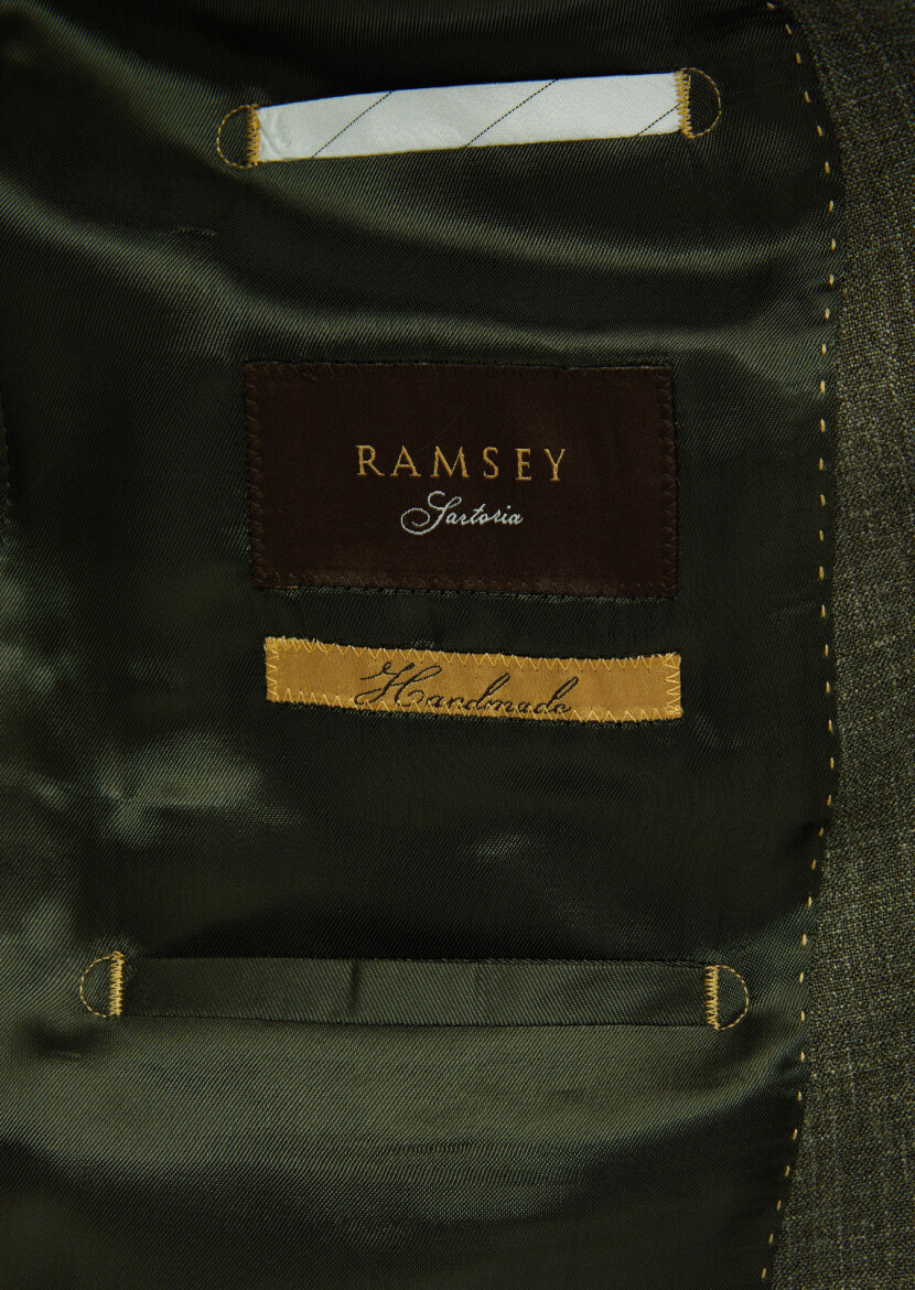 Khaki Patterned Regular Fit Silk Blended Jacket - 6