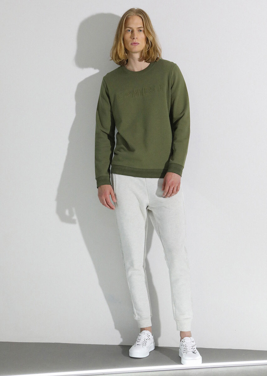 Khaki Patterned Sweatshirt - 4