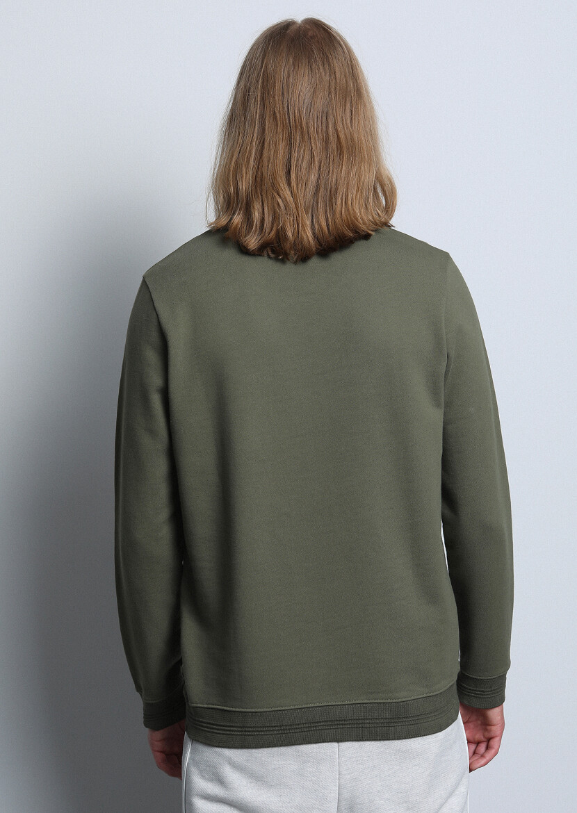 Khaki Patterned Sweatshirt - 5