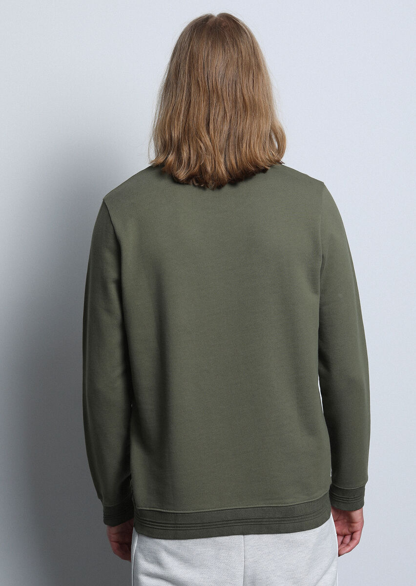 Khaki Patterned Sweatshirt - 5