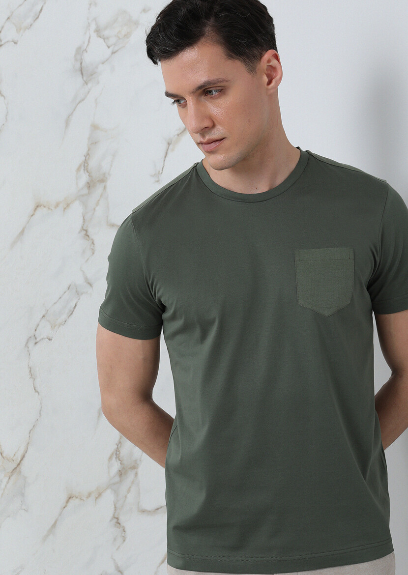 Khaki Plain 100% Cotton T-Shirt 