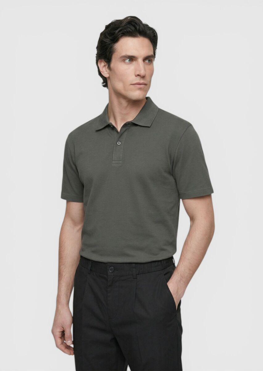 Khaki Plain 100% Cotton T-Shirt - 1