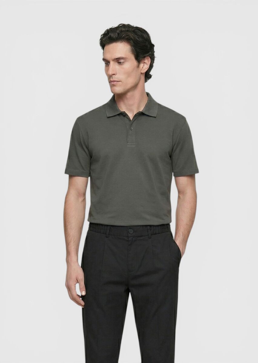 Khaki Plain 100% Cotton T-Shirt - 2