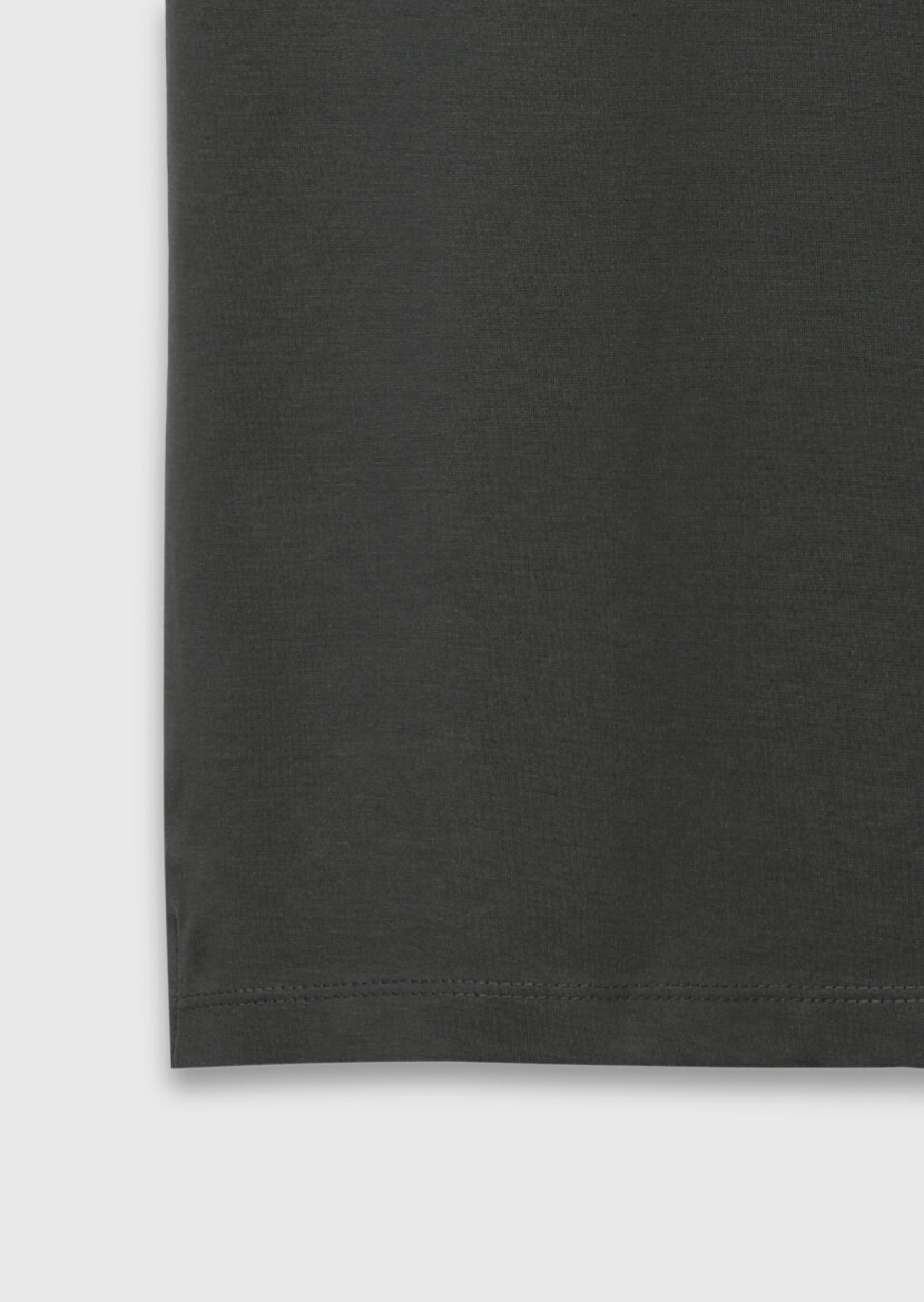 Khaki Plain 100% Cotton T-Shirt - 7