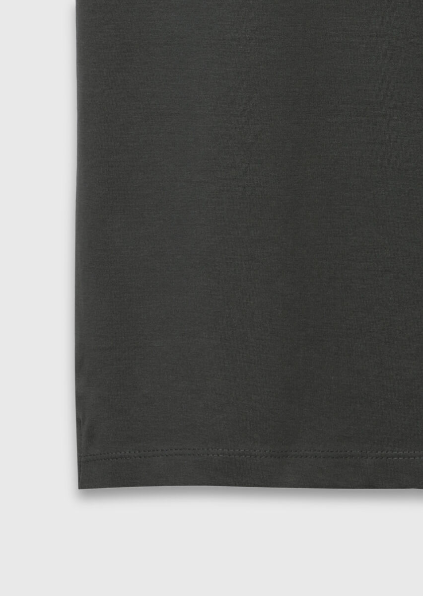 Khaki Plain 100% Cotton T-Shirt - 7