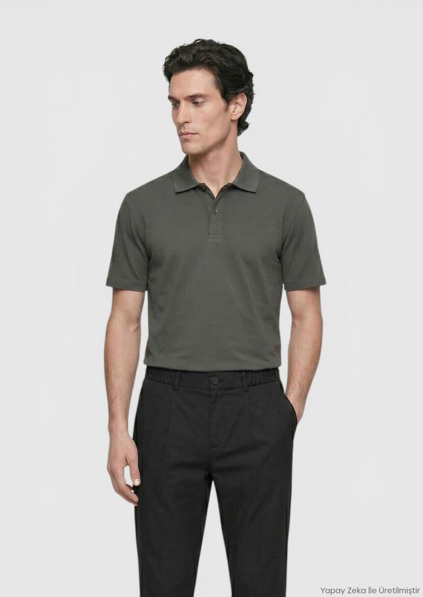 Khaki Plain 100% Cotton T-Shirt - RAMSEY