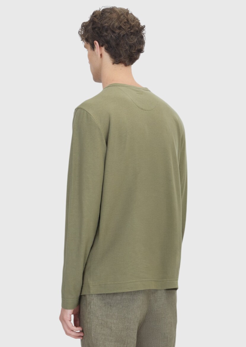 Khaki Plain 100% Cotton T-Shirt - 4