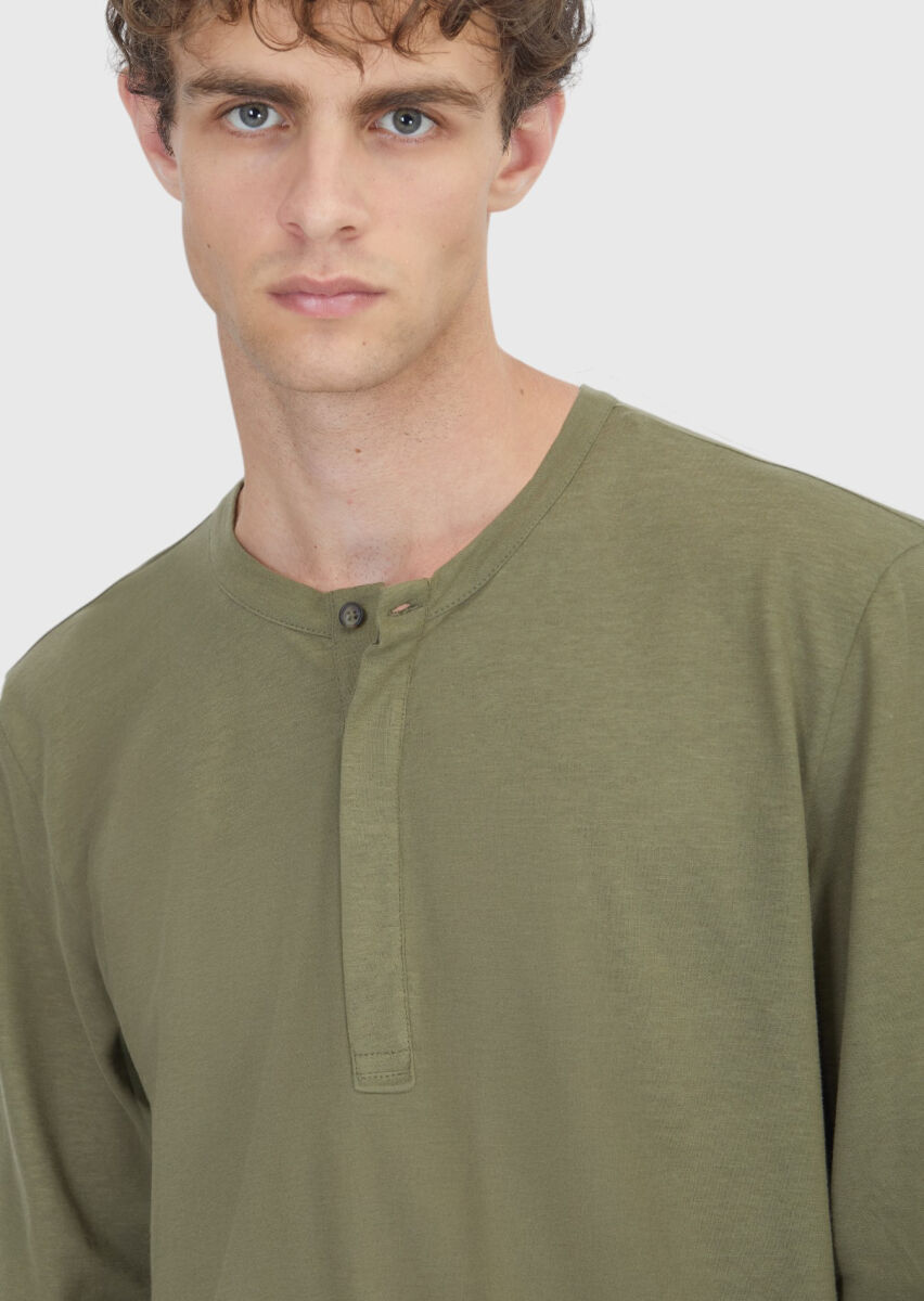Khaki Plain 100% Cotton T-Shirt - 3