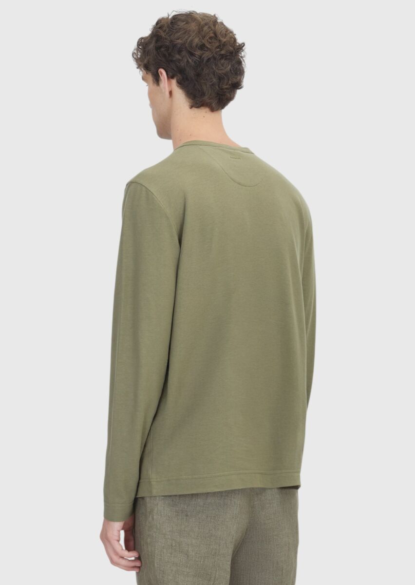 Khaki Plain 100% Cotton T-Shirt - 4