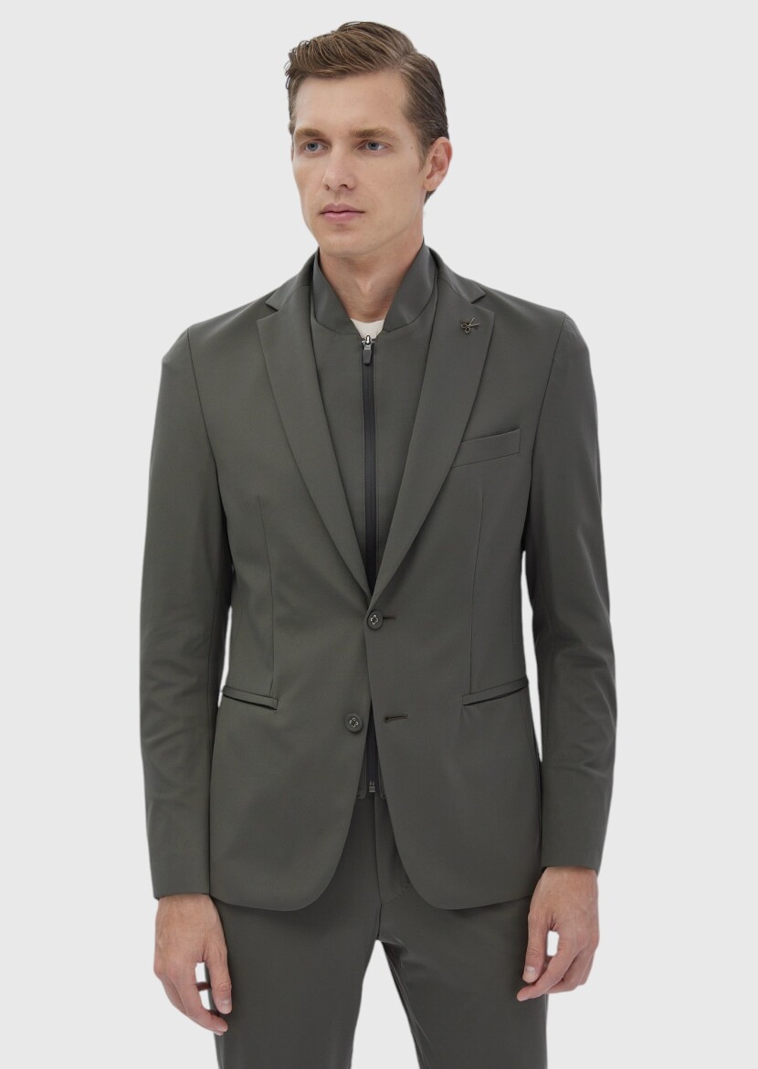 Khaki Plain Comfort Fit Suit - RAMSEY