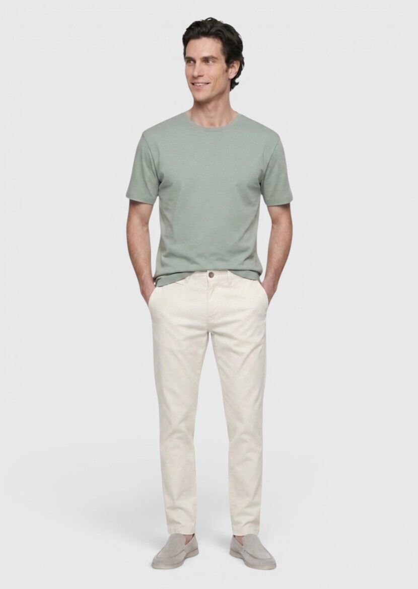 Khaki Plain Cotton Blended T-Shirt - RAMSEY