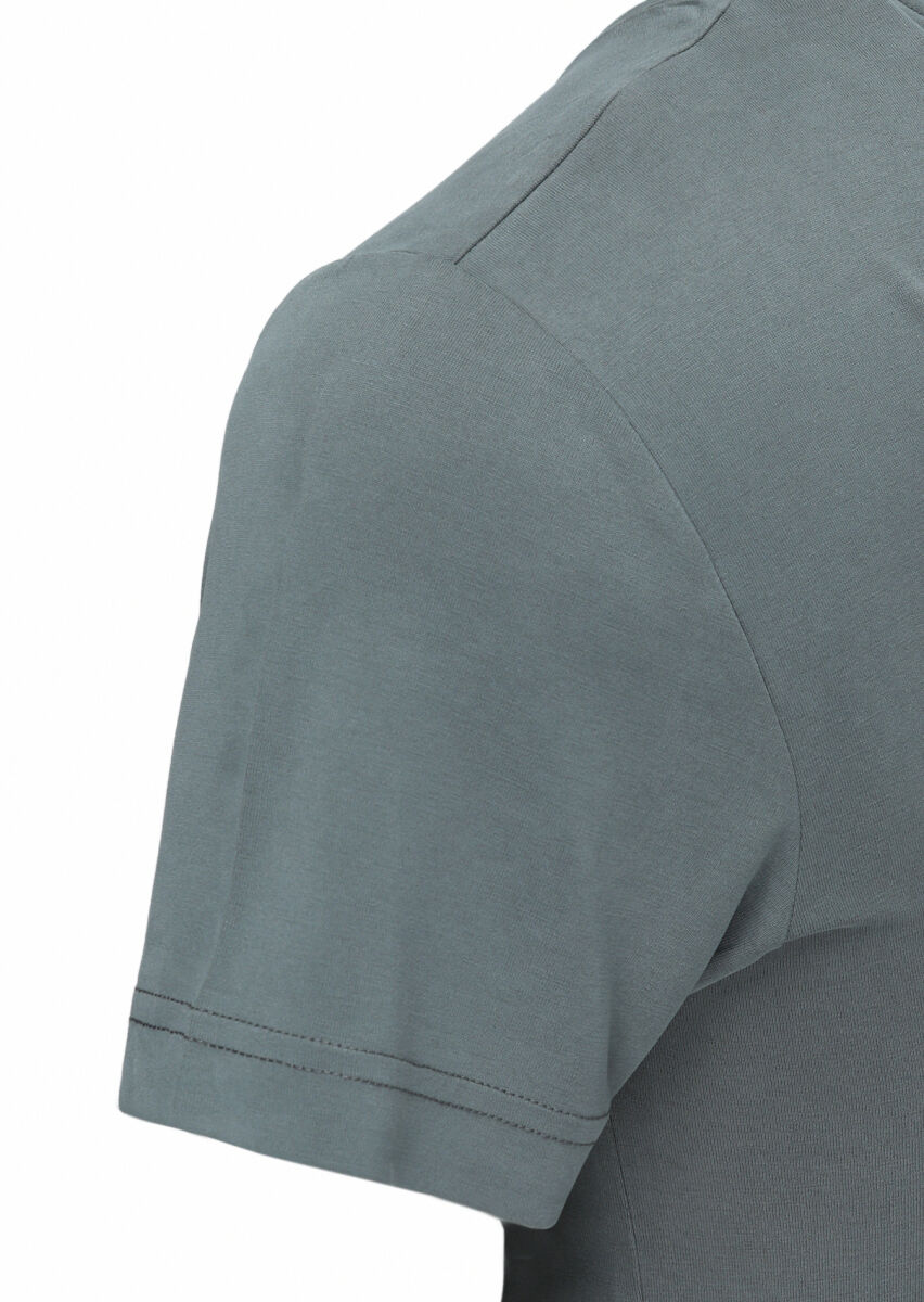 Khaki Plain Crew Neck 100% Cotton T-Shirt - 2