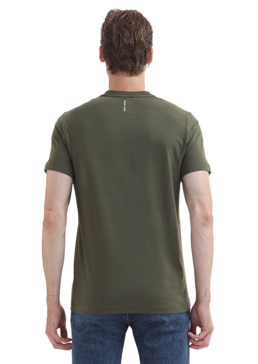 Khaki Plain Crew Neck 100% Cotton T-Shirt - 5